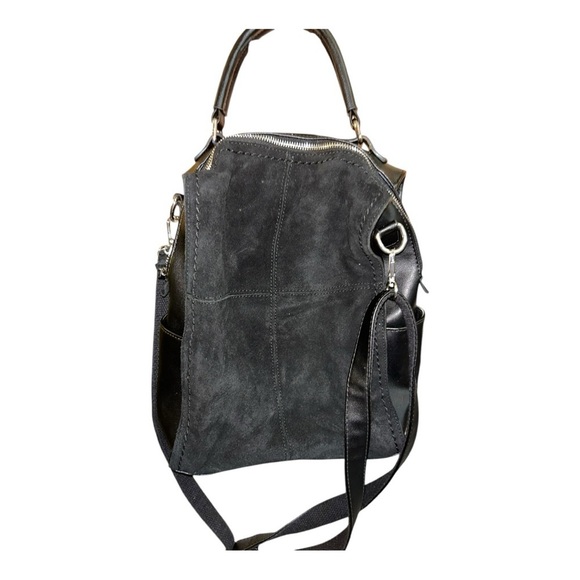 Moda Luxe Convertible Black Leather Backpack - Picture 3 of 10